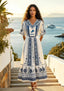 Detroit Lions Boho Blue Floral Panel Maxi Dress