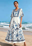Detroit Lions Boho Blue Vine Floral Maxi Dress