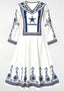 Dallas Cowboys Blue Ethnic Floral Ornate Game‑Day Midi Dress