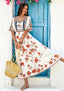 Denver Broncos Boho Orange Floral Maxi Dress