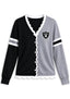 Women's Las Vegas Raiders Color Block Scalloped Trim V-Neck Button Cardigan