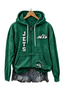 New York Jets Women Heart Football Graphic Zip Up Hoodie