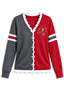 Women's Tampa Bay Buccaneers Color Block Scalloped Trim V-Neck Button Cardigan