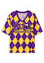 Women's Minnesota Vikings Argyle #1 Fan Heart Helmet V-Neck T-Shirt
