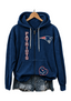 New England Patriots Women Heart Football Graphic Zip Up Hoodie