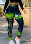 Seattle Seahawks Navy Green Workout Leggings For Lady