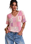 Women's Floral Pink Ribbon Short Sleeve T-Shirt