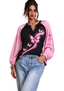 Women’s Large Butterfly Pink Ribbon Print Breast Cancer Awareness Long Sleeve Shirt