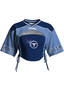 Tennessee Titans Women Lace Up Cutout Crop NFL Mesh Jersey