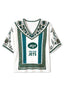 Boho Ethnic Floral New‑York Jets V-Neck Blouse