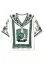 New York Jets Boho Floral Border V-Neck Blouse
