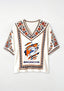 Boho Floral Denver Broncos Ripped Logo V-Neck Blouse