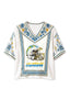 Boho Floral Drip Art Los Angeles Chargers V-Neck Blouse