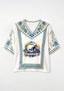 Boho Floral Los Angeles Chargers Game Day V-Neck Blouse