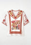Boho Floral San Francisco 49ers Style Fan V-Neck Blouse