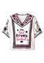 This Girl Loves Football Boho Floral Game‑Day V-Neck Blouse
