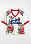 Cleveland Indians Vintage Red Peony Floral V-Neck Blouse