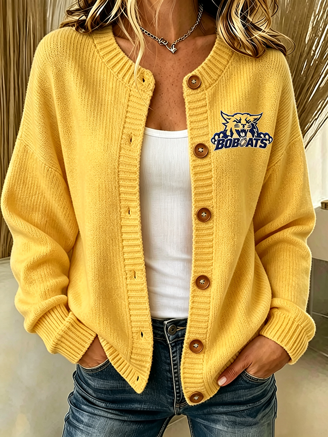 Women'S Casual Football Plant Knitted Cardigan Top Secondary image