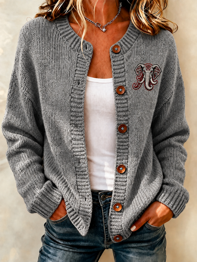 Women's Football Fans Printed Knitted Cardigan Top