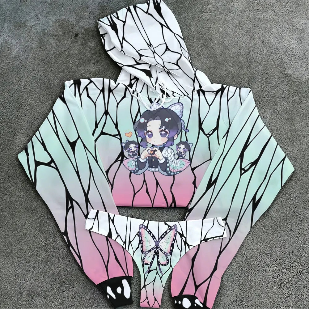 "Demon Slayer" Women's Hooded Thicken Suit Set