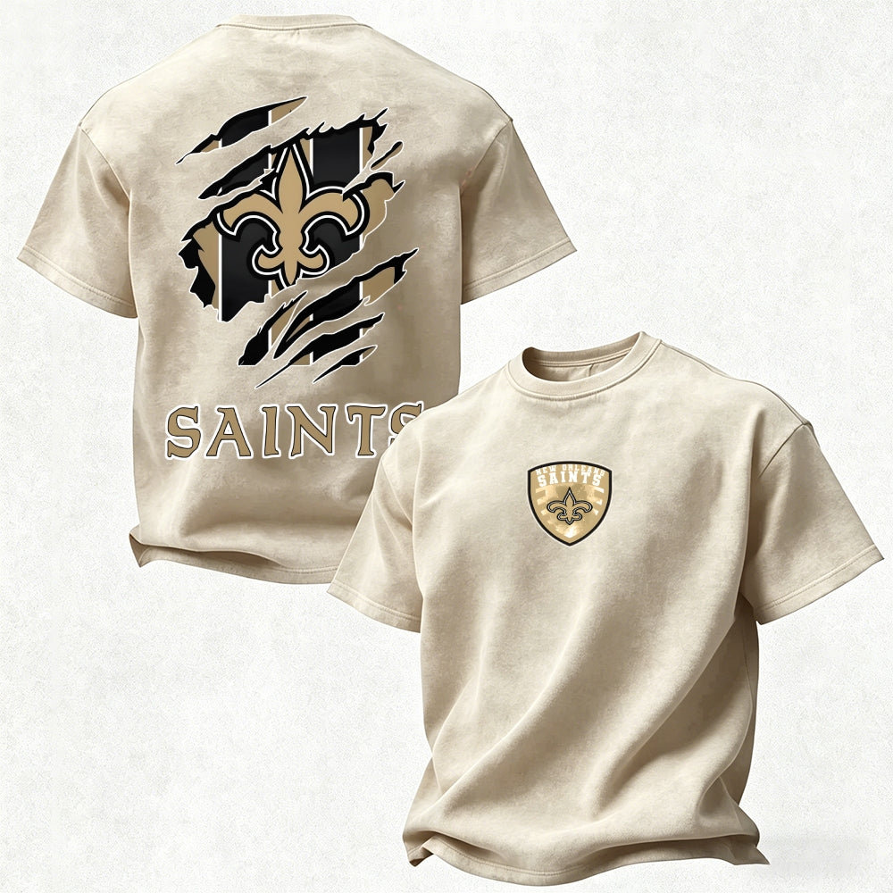 New Orleans Saints Printed Unisex 100% Pure Cotton Washed T-Shirt