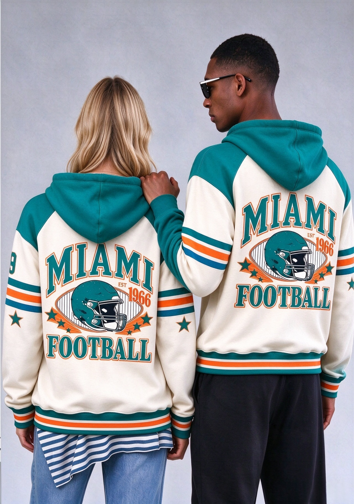 Miami Dolphins Retro Helmet Est 1966 Game Day Hoodie