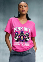 Minnesota Vikings Pink Out Tackle Breast Cancer Awareness V-Neck T-Shirt