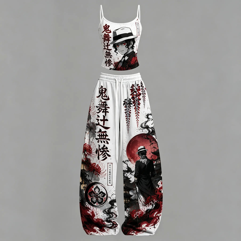 Demon Slayer Top & Elasticated Trousers Two-Piece Set