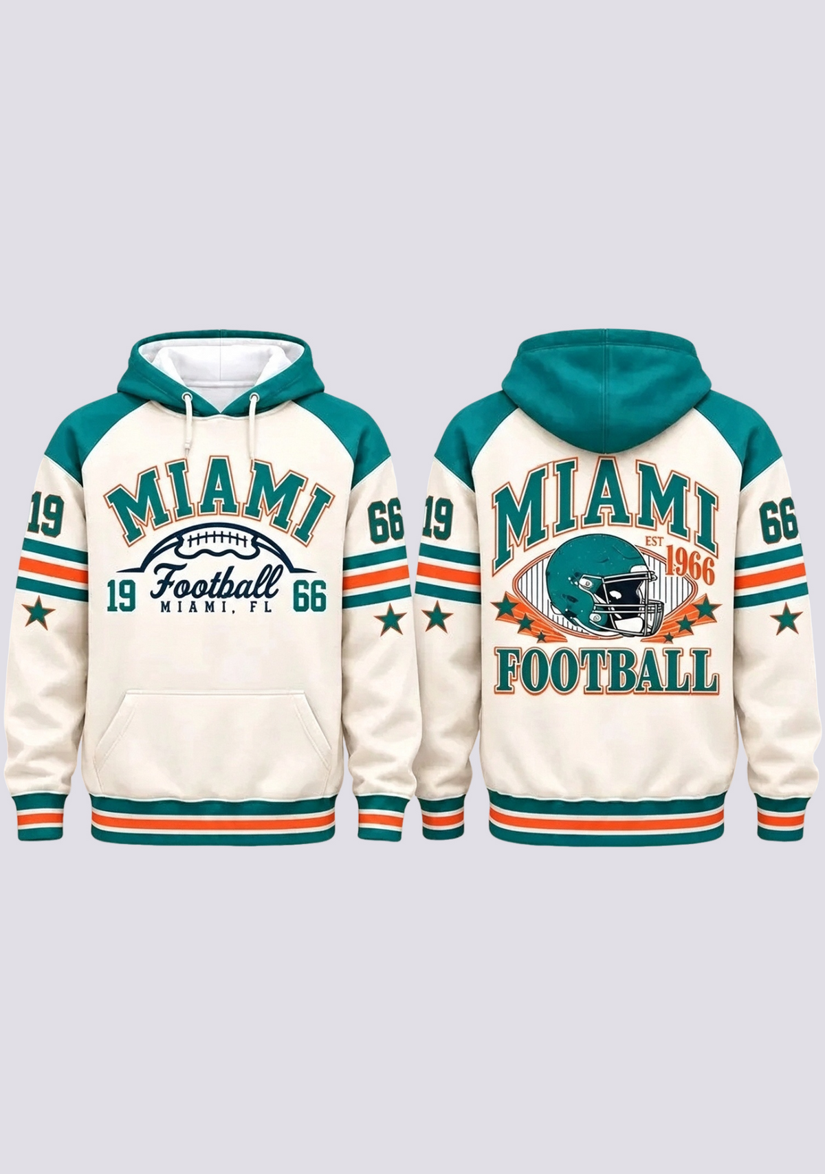 Miami Dolphins Retro Helmet Est 1966 Game Day Hoodie