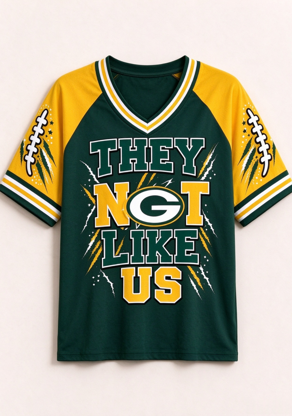 Women Green Bay "They Not Like Us" Game Day V-Neck T-Shirt