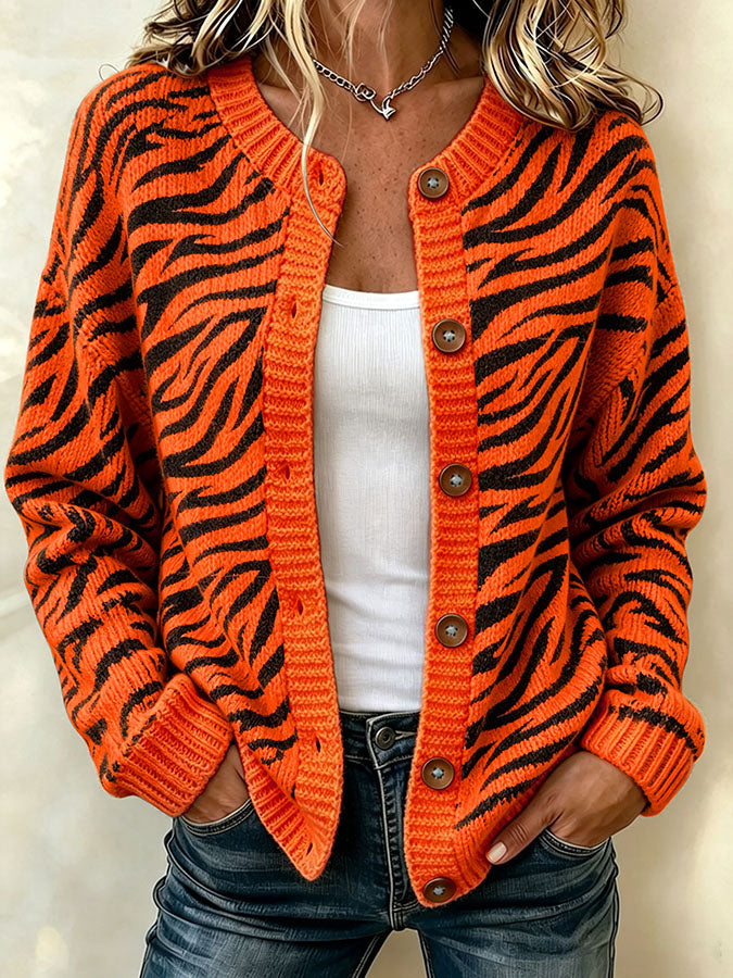 Women'S Casual Football Print Knitted Cardigan Top Main image