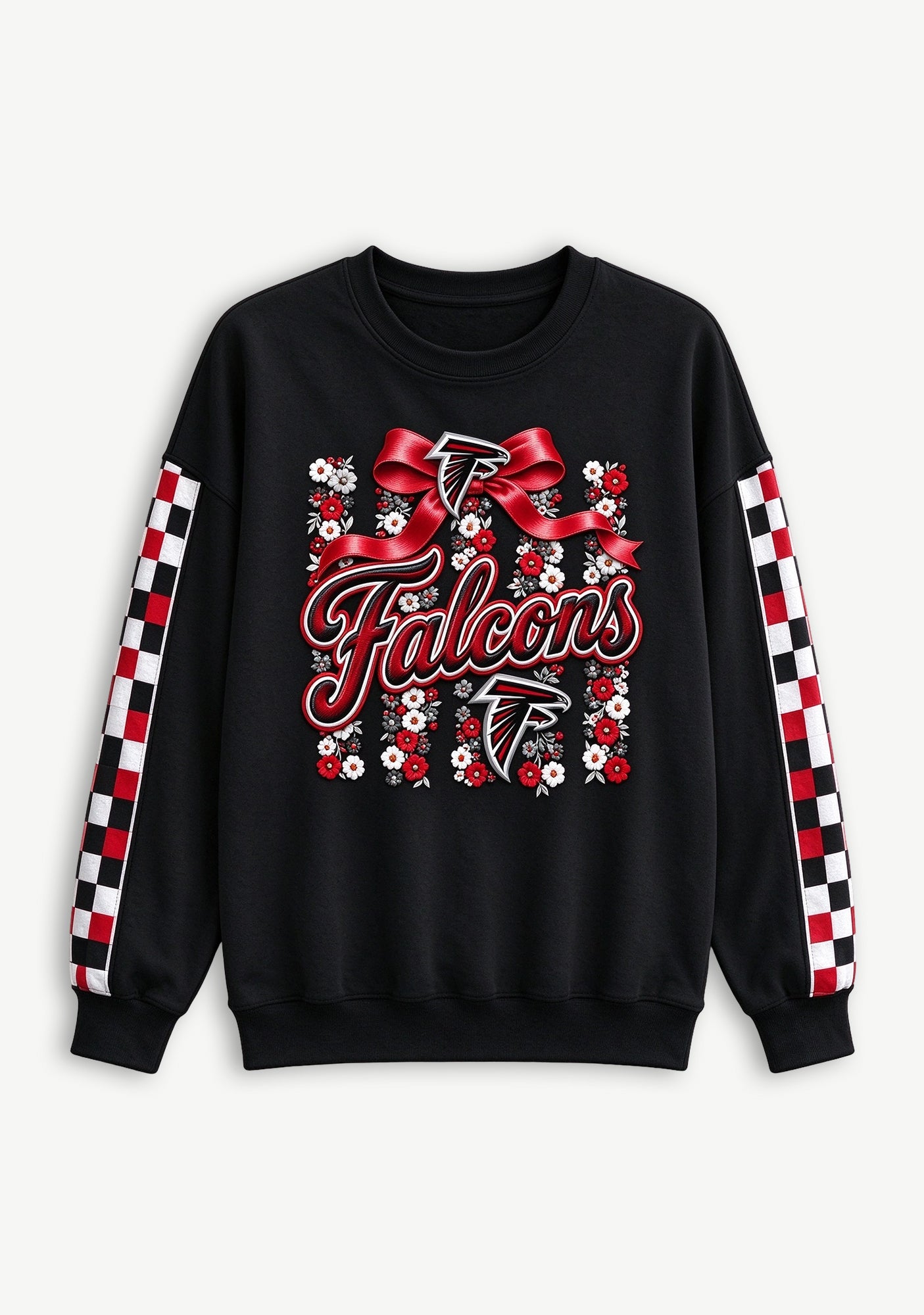 Women's Atlanta Falcons Floral Bow Crewneck Sweatshirt Secondary image