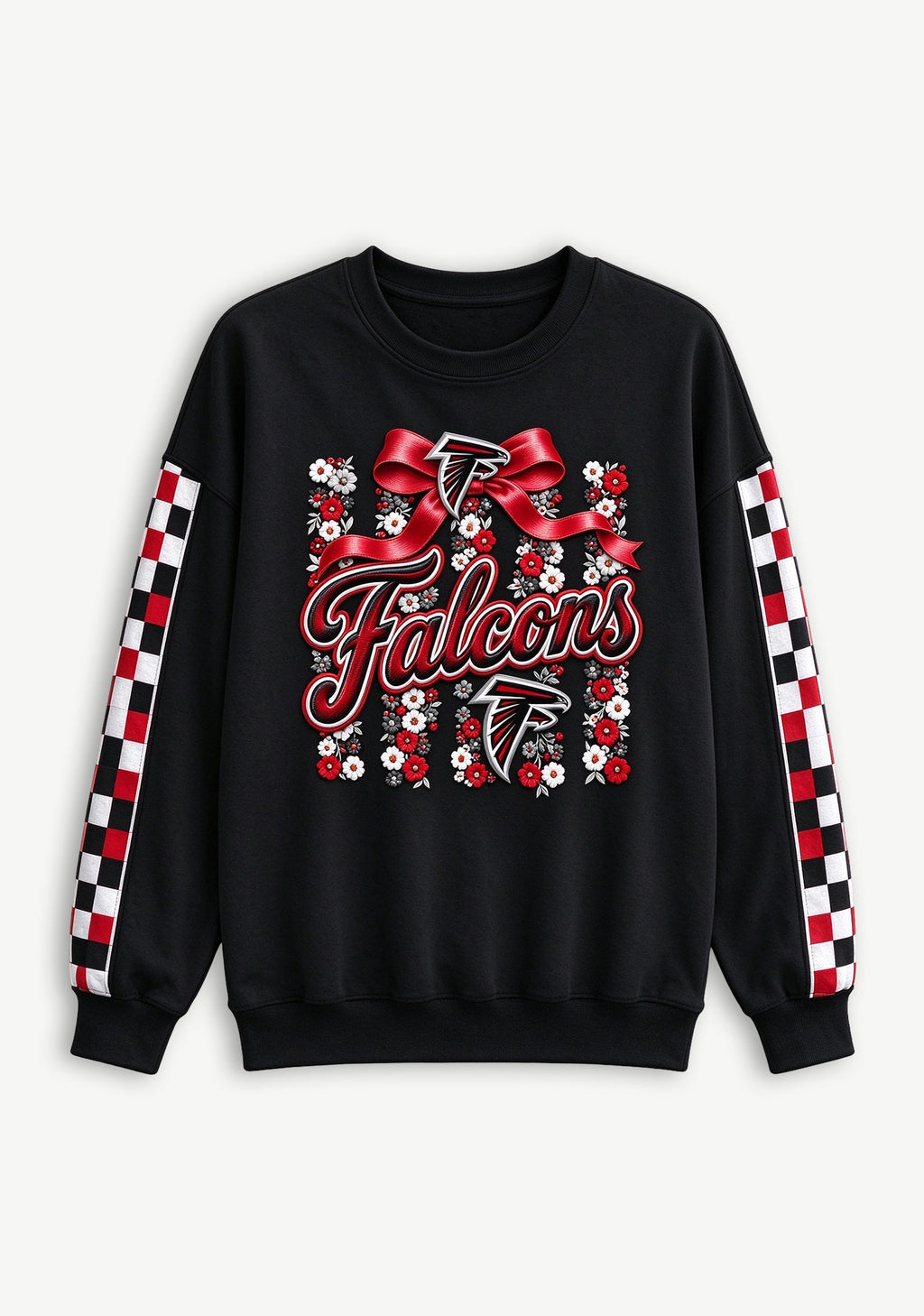 Women's Atlanta Falcons Floral Bow Crewneck Sweatshirt