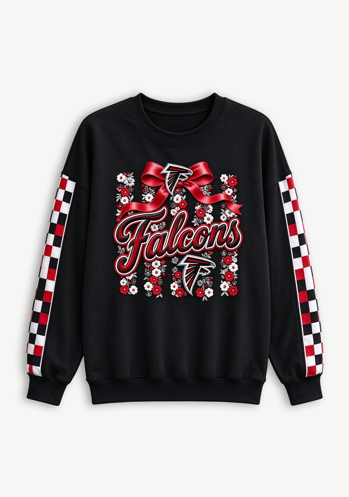 Women's Atlanta Falcons Floral Bow Crewneck Sweatshirt