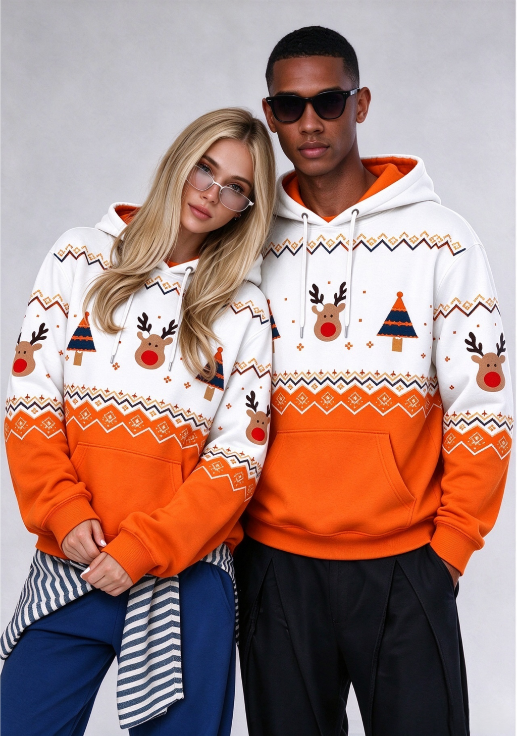 Denver Broncos Christmas Fair Isle Print Couple Hoodie