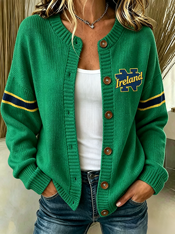 Women'S Casual Football Plant Knitted Cardigan Top Secondary image