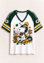Women Green Bay Snoopy Hello Fall Raglan Game Day V-Neck T-Shirt