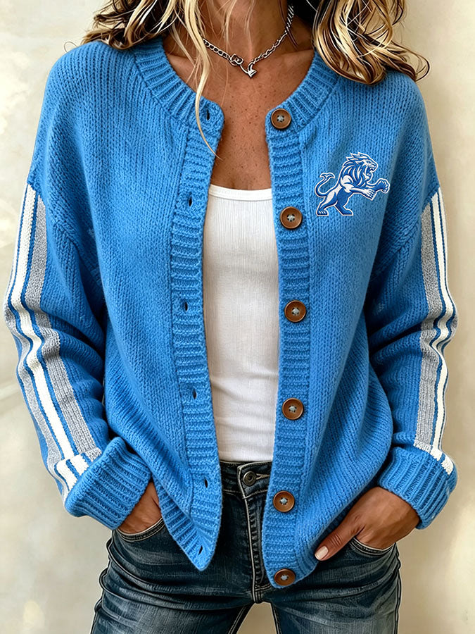 Women'S Football Printed Knitted Cardigan Main image