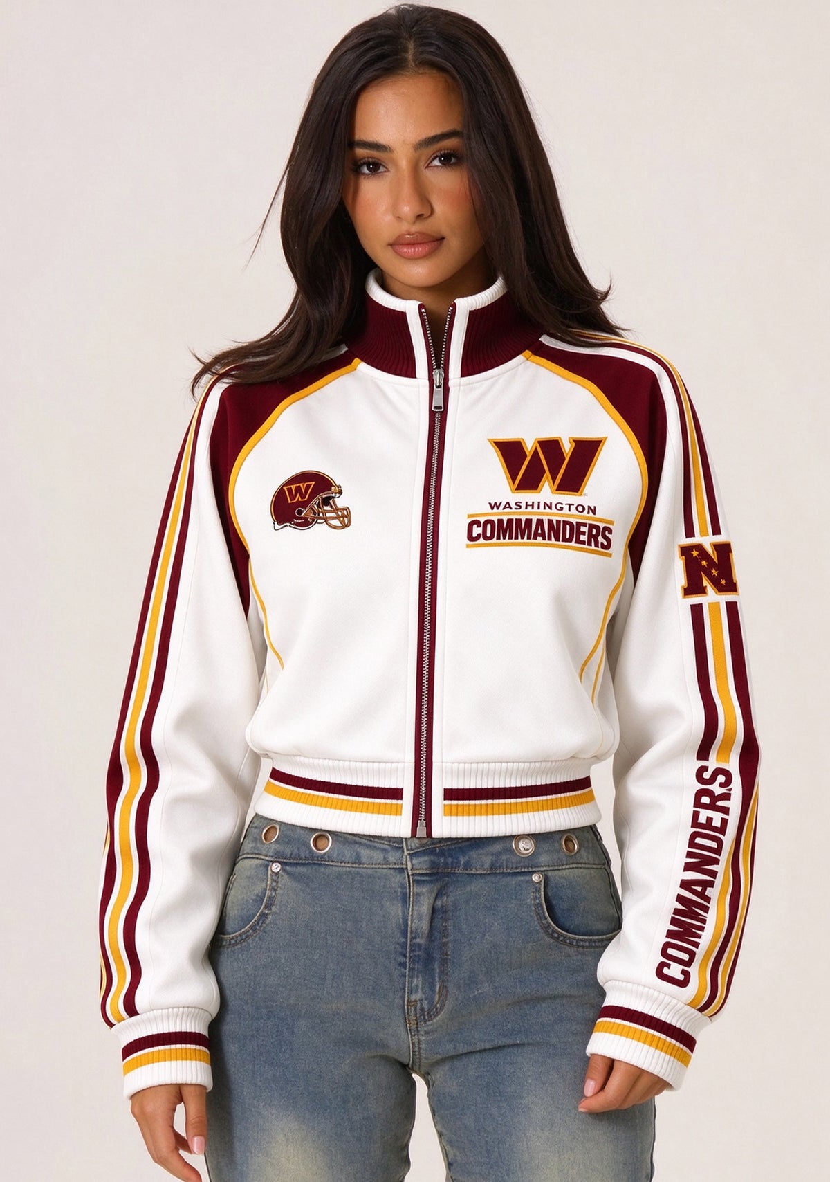 Women's Washington Commanders Cropped Zip Up Track Jacket