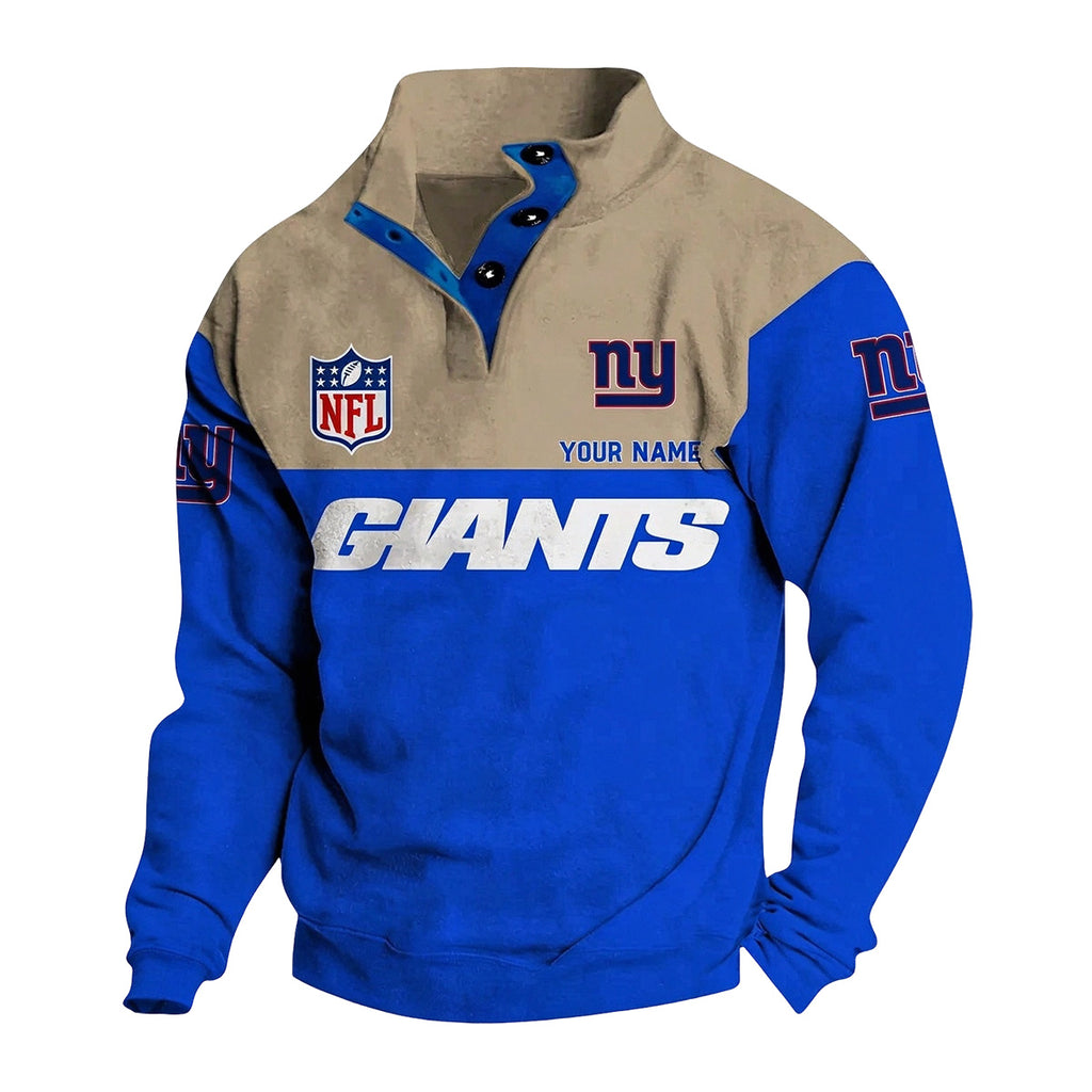 Men's New York Giants Button Mock Neck Sweatshirt