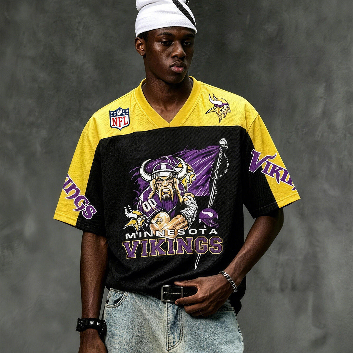 Minnesota Vikings Warrior Black Graphic Jersey Shirts Secondary image