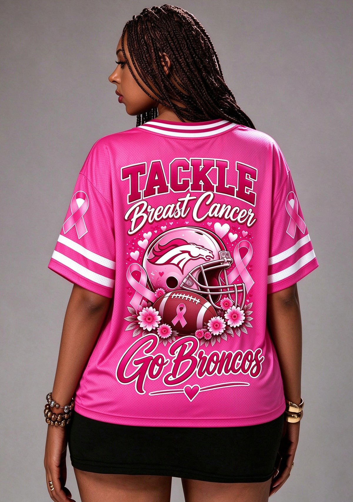 Women Denver Broncos Breast Cancer Awareness Pink Football Jersey