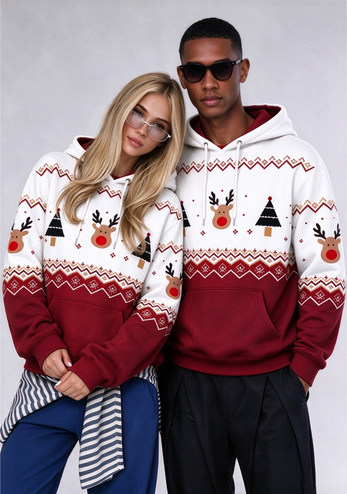 San Francisco 49ers Christmas Fair Isle Print Couple Hoodie