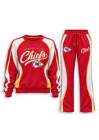Women's Kansas City Chiefs Crewneck Sweatshirt & Flared Pants 2 Piece Set