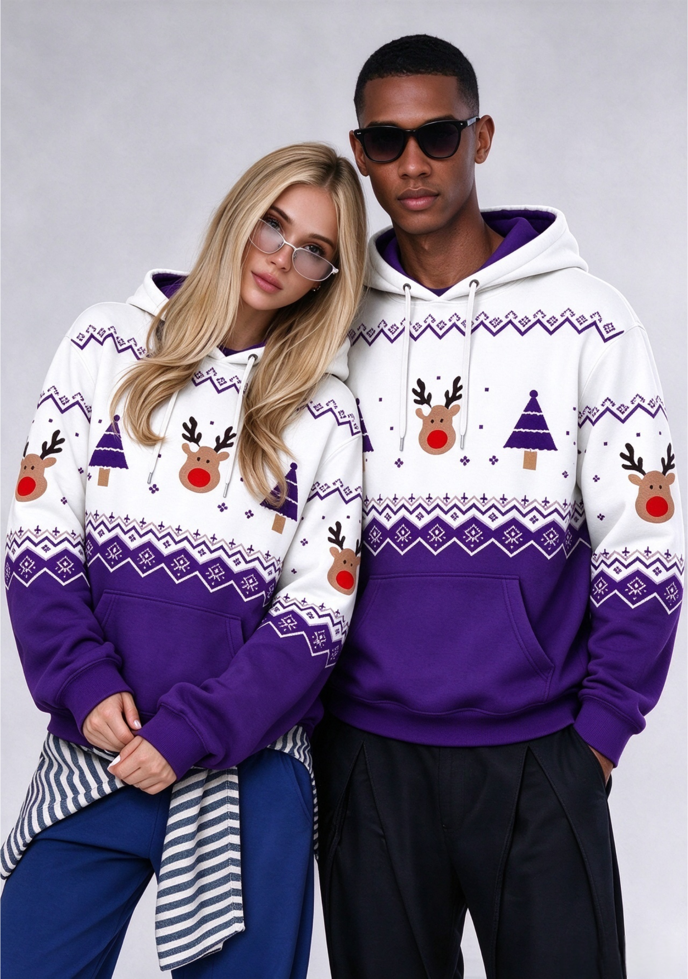 Minnesota Vikings Christmas Fair Isle Print Couple Hoodie Secondary image