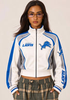 Women's Detroit Lions Cropped Zip Up Track Jacket