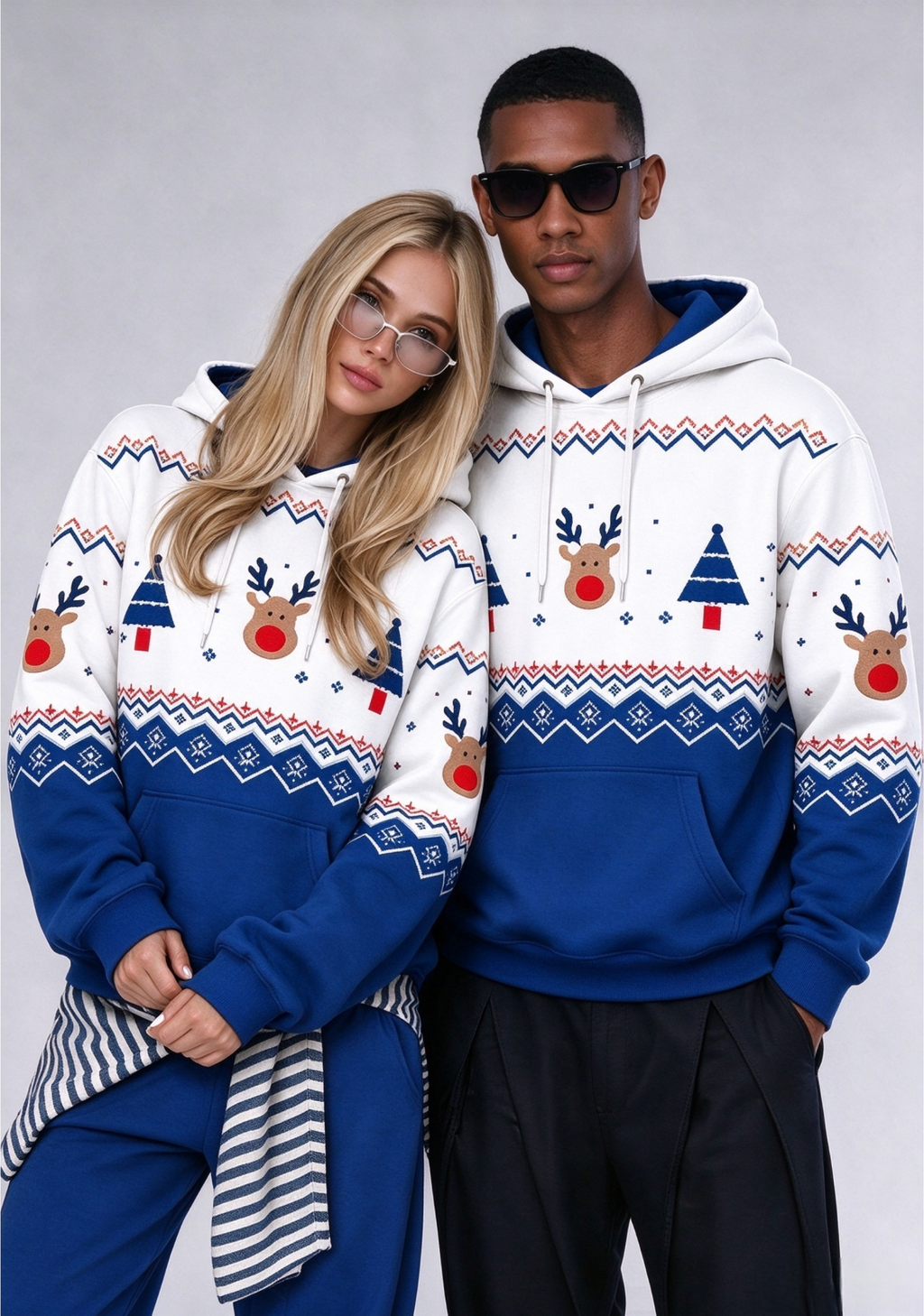 New York Giants Christmas Fair Isle Print Couple Hoodie
