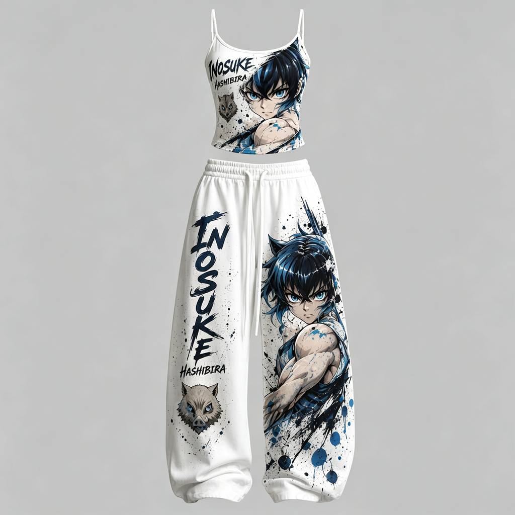 Demon Slayer Top & Elasticated Trousers Two-Piece Set