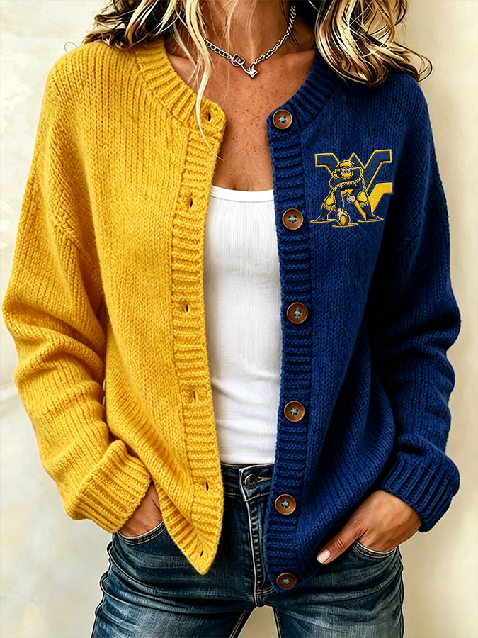 Women's Football Fans Printed Knitted Cardigan Top