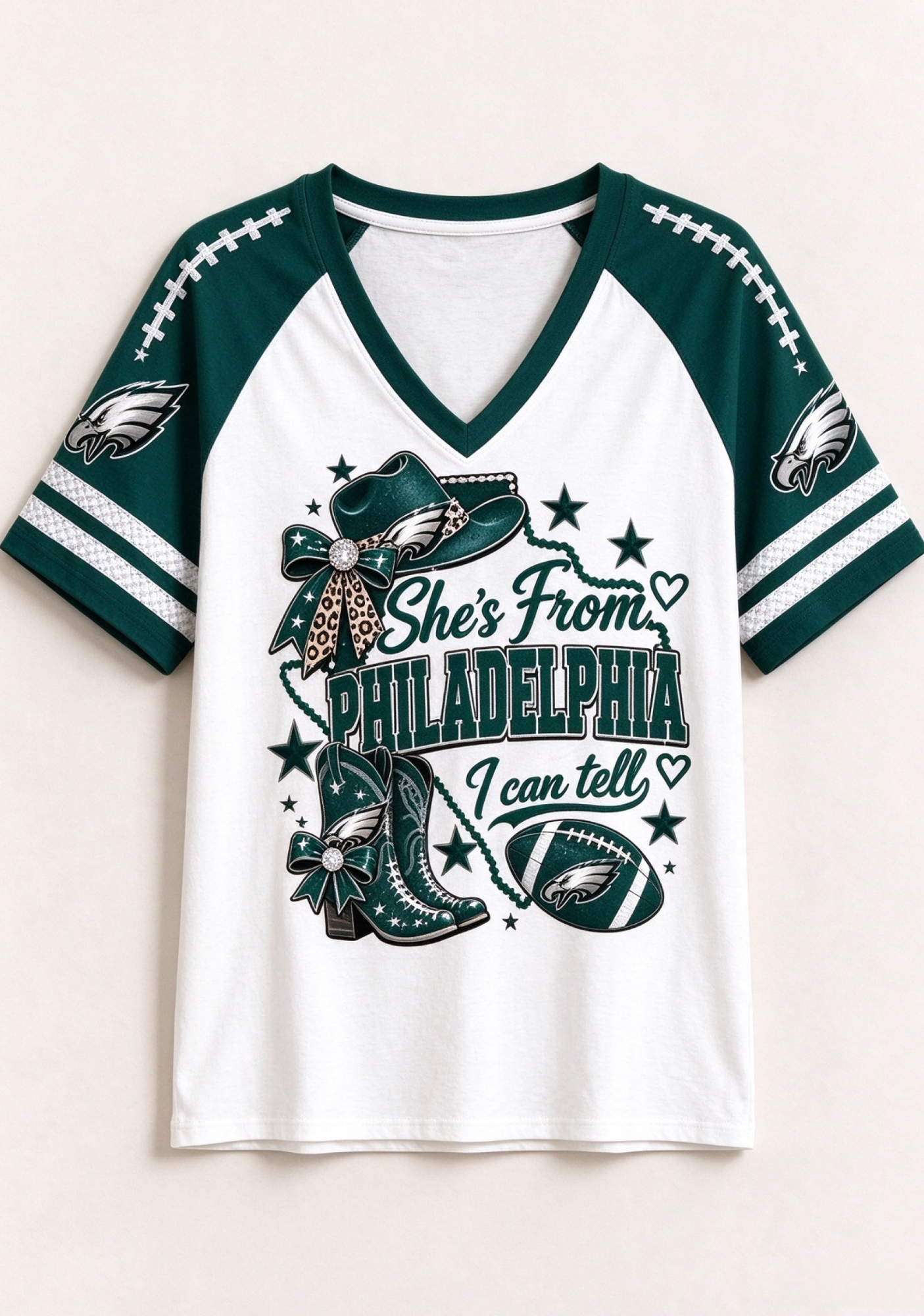 Women She's From Philadelphia I Can Tell Western Cowboy Game Day V-Neck T-Shirt Secondary image
